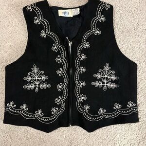 Vintage Black Embroidered Vest by Pasta